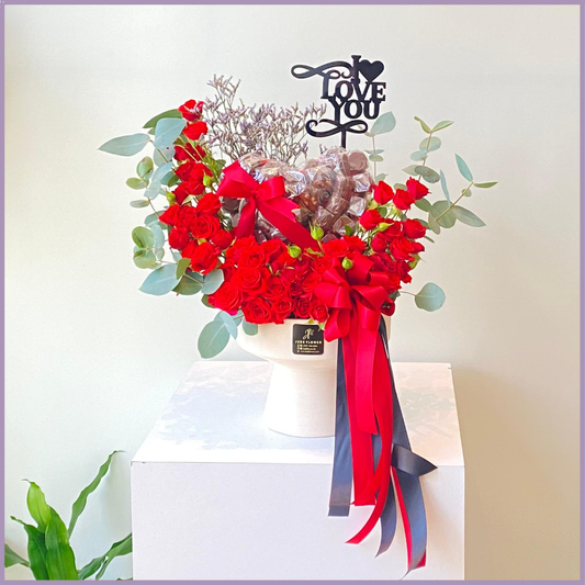 All My Love - Red Spray Rose & Chocolate Arrangement