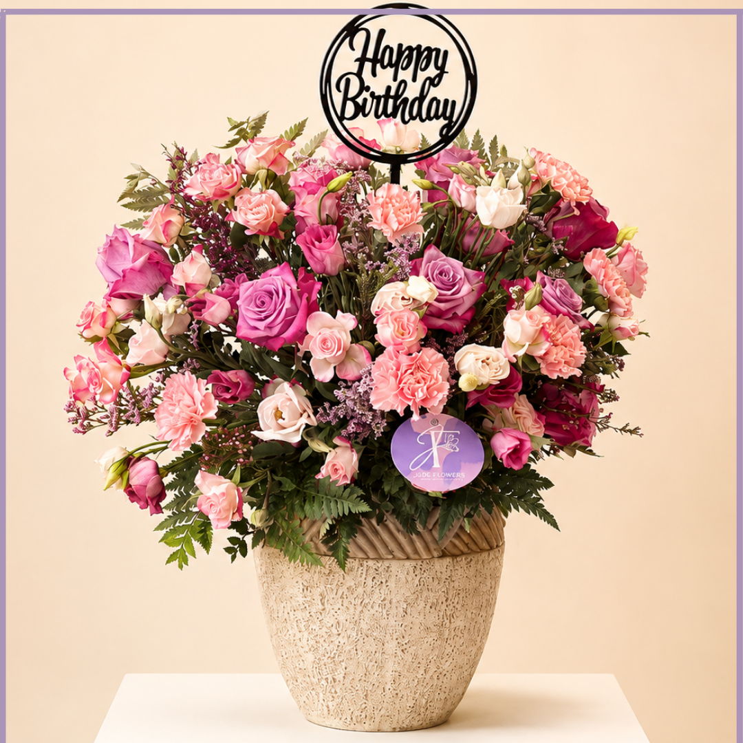 Amethyst Blush – Luxury Pink & Purple Birthday Flower Arrangement
