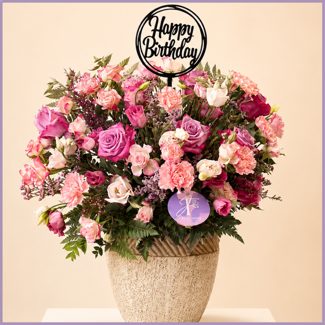 Amethyst Blush – Luxury Pink & Purple Birthday Flower Arrangement