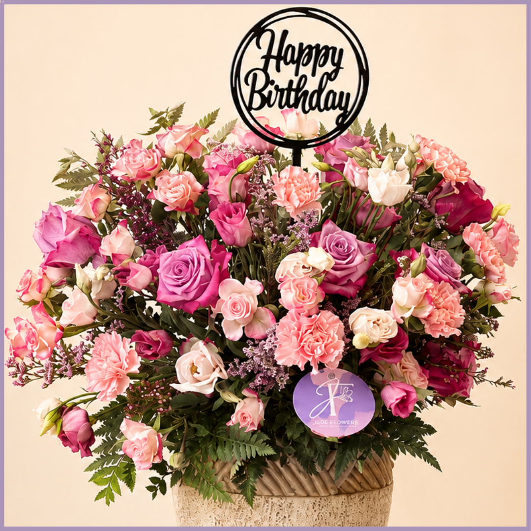 Amethyst Blush – Luxury Pink & Purple Birthday Flower Arrangement