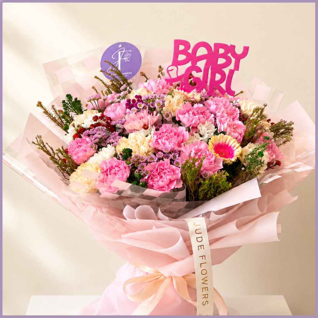 Baby Girl Carnation Bouquet