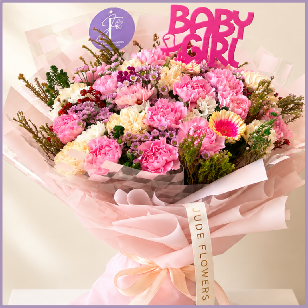 Baby Girl Carnation Bouquet