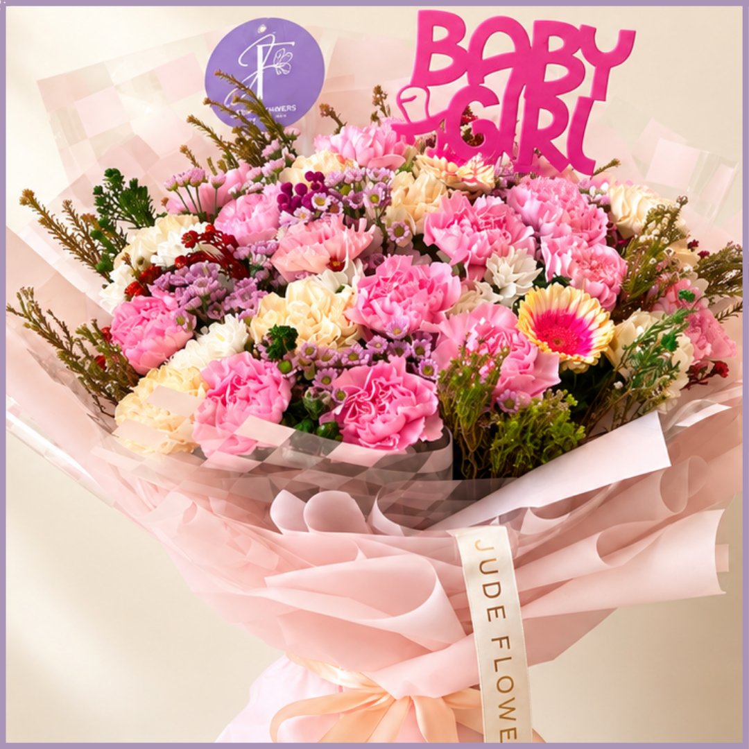 Baby Girl Carnation Bouquet