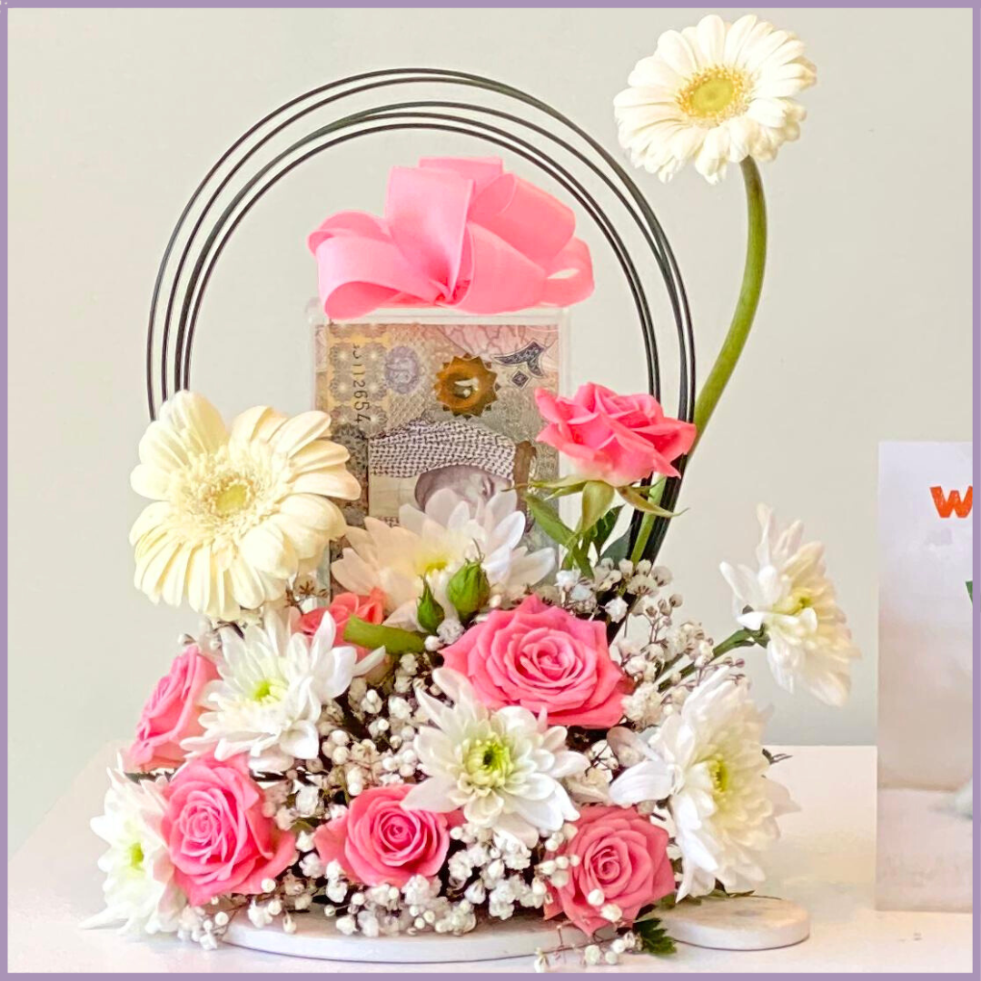 Welcome to the World Baby Girl Floral Money Tray