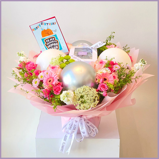 Birthday Balloon Bloom – Chocolate Box & Floral Arrangement