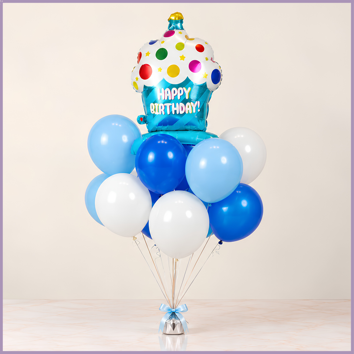 Birthday Bliss cupcake helium balloon bouquet