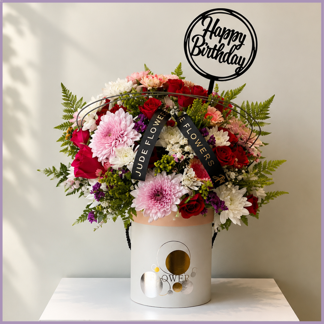Birthday Garden – Mixed Rose & Chrysanthemum Birthday Arrangement