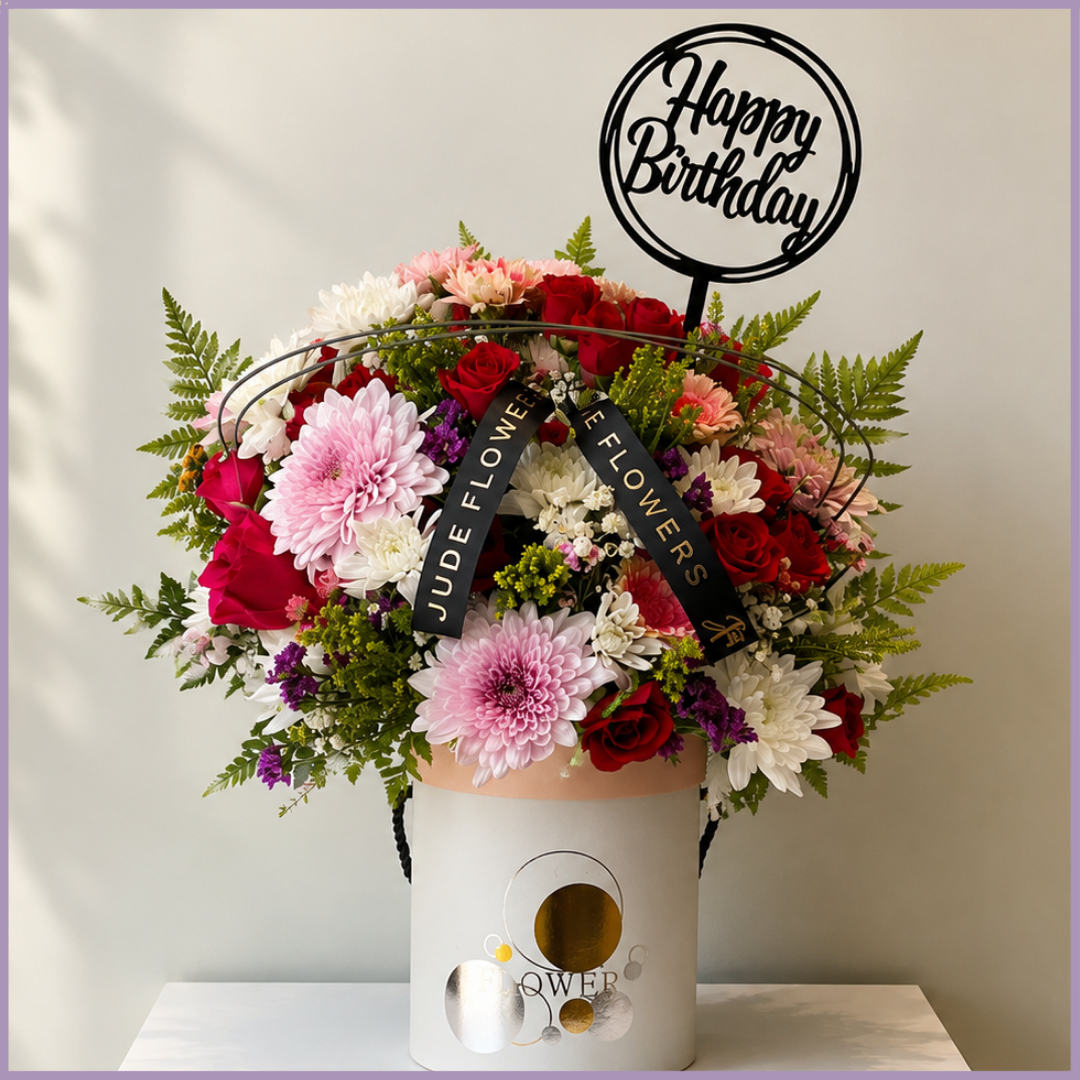Birthday Garden – Mixed Rose & Chrysanthemum Birthday Arrangement