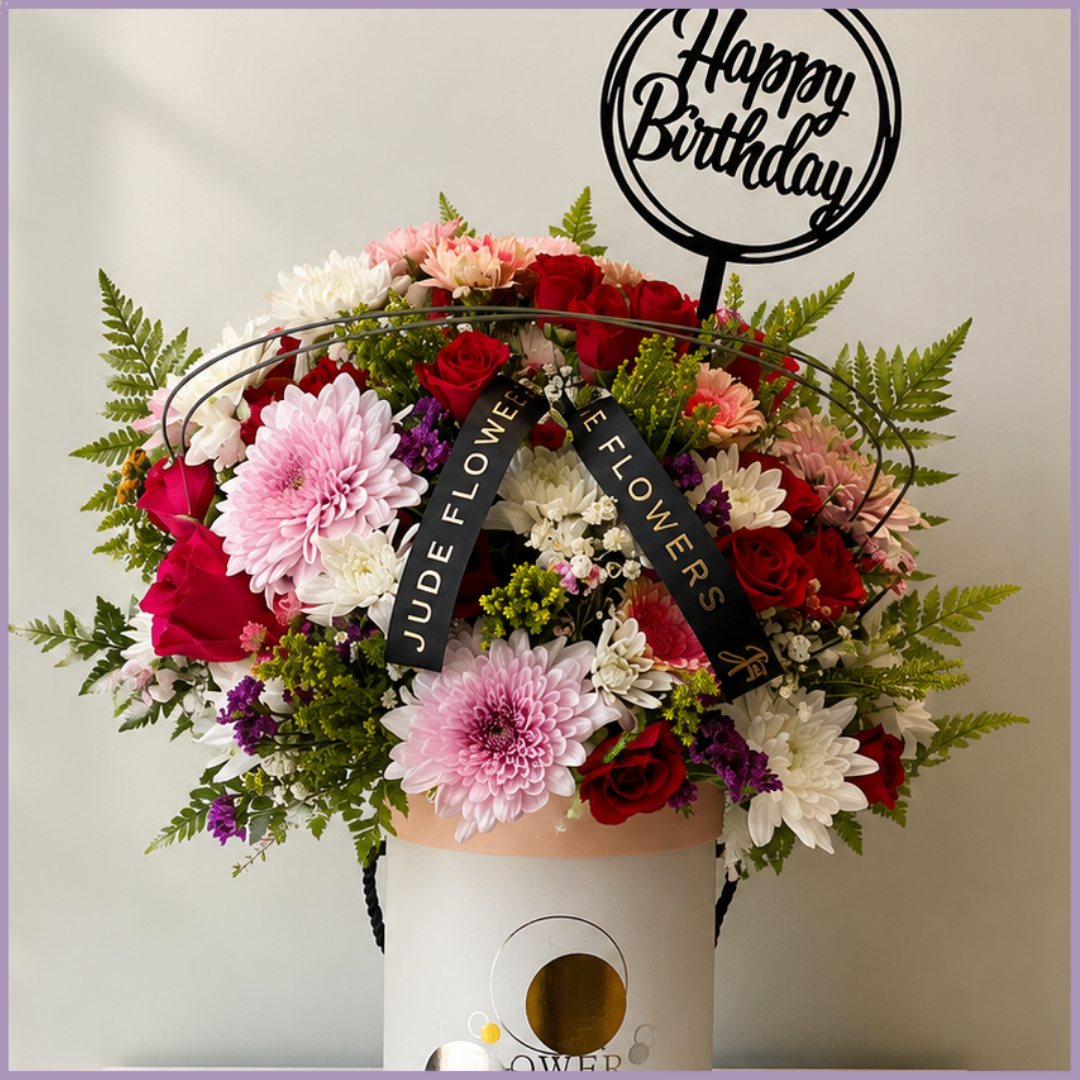 Birthday Garden – Mixed Rose & Chrysanthemum Birthday Arrangement