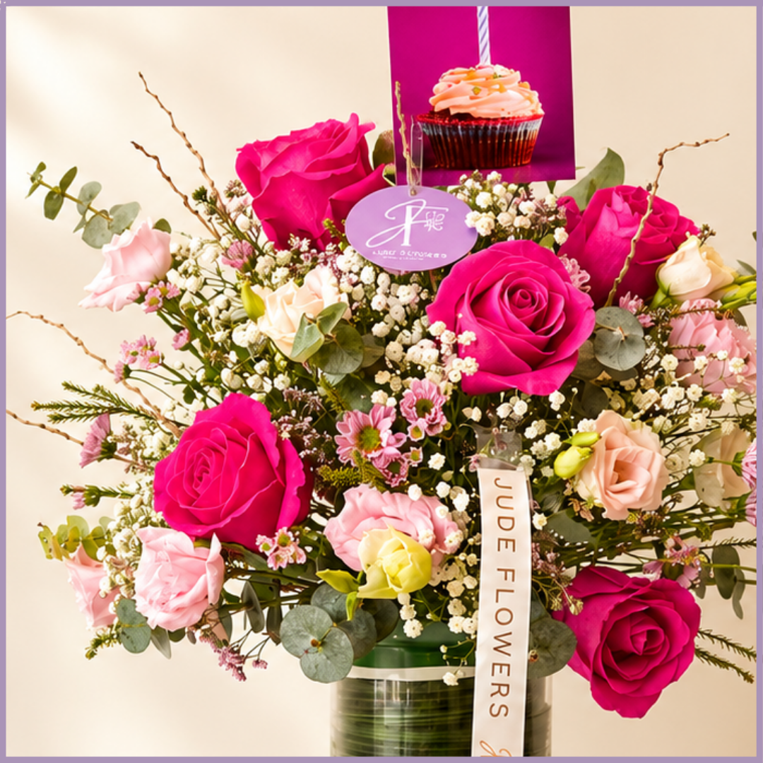 Birthday Rose Celebration Vase