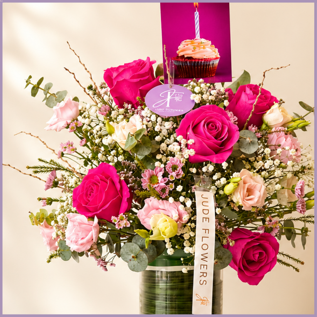 Birthday Rose Celebration Vase