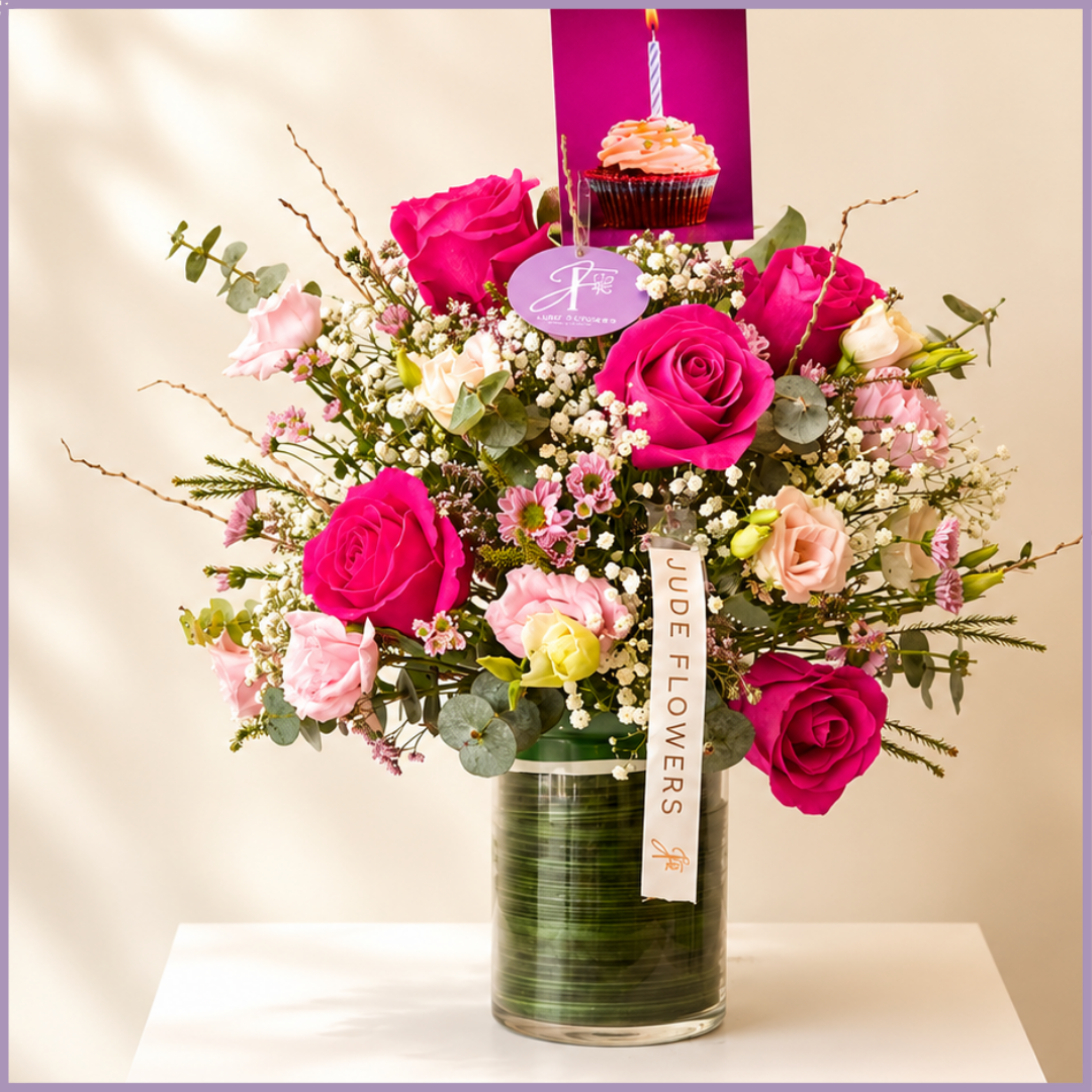 Birthday Rose Celebration Vase