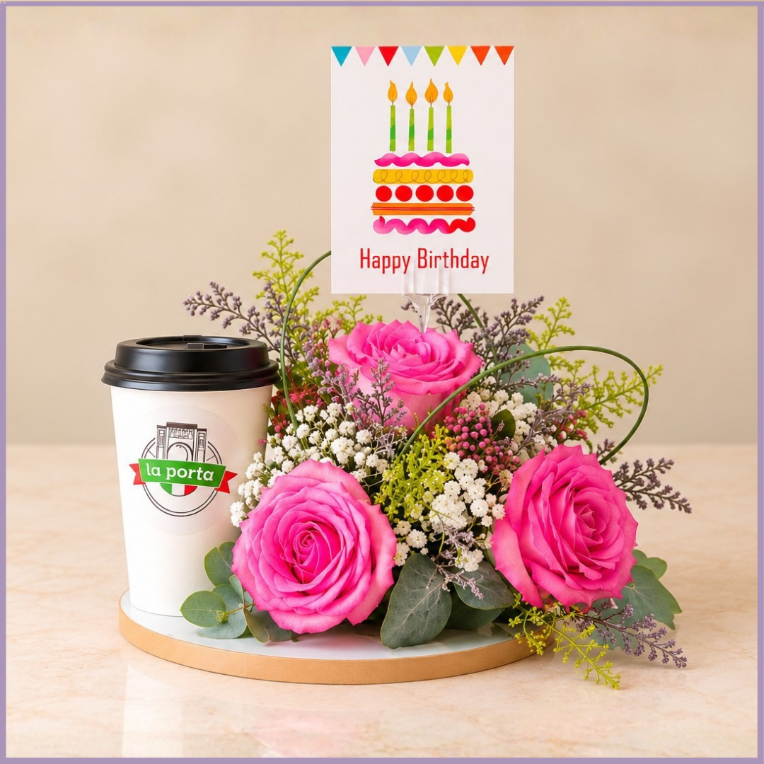 Birthday Roses &amp; Coffee Gift Set