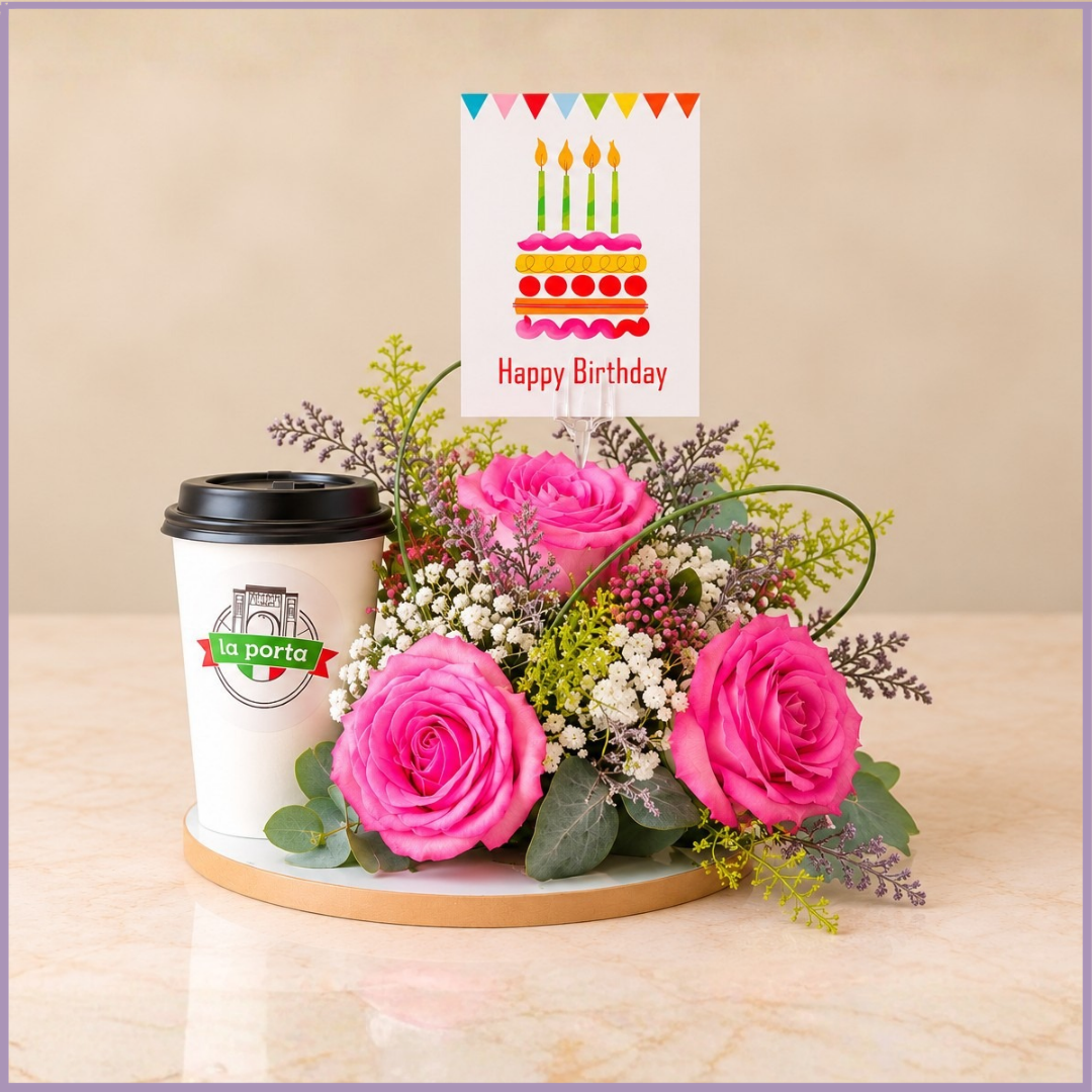 Birthday Roses &amp; Coffee Gift Set