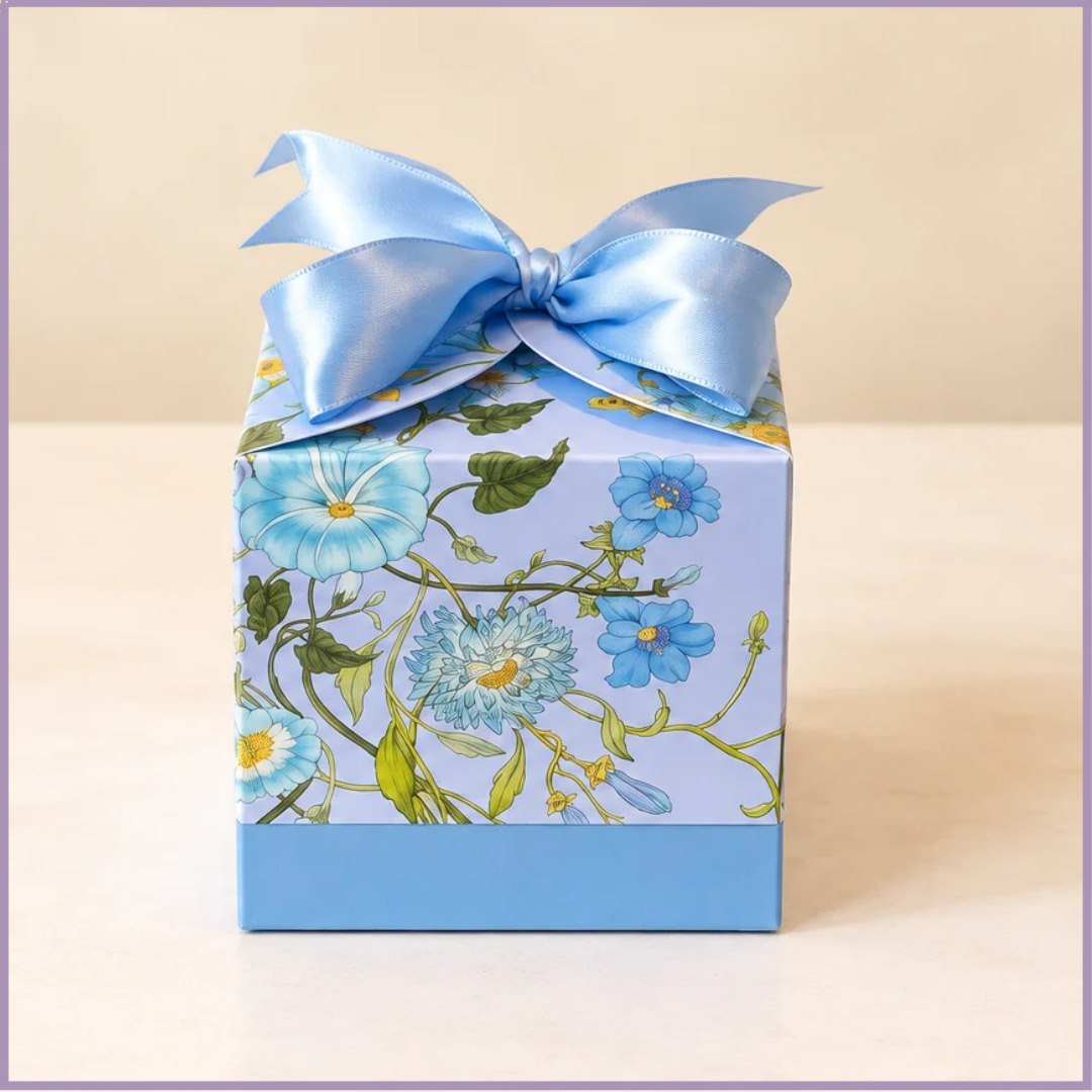 Blue Botanical Gift Box – Elegant Floral Gift Packaging