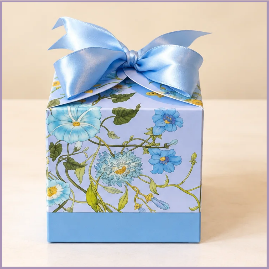 Blue Botanical Gift Box – Elegant Floral Gift Packaging