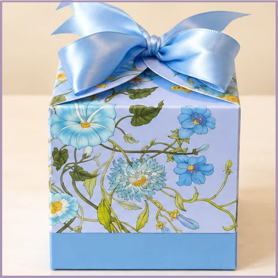 Blue Botanical Gift Box – Elegant Floral Gift Packaging