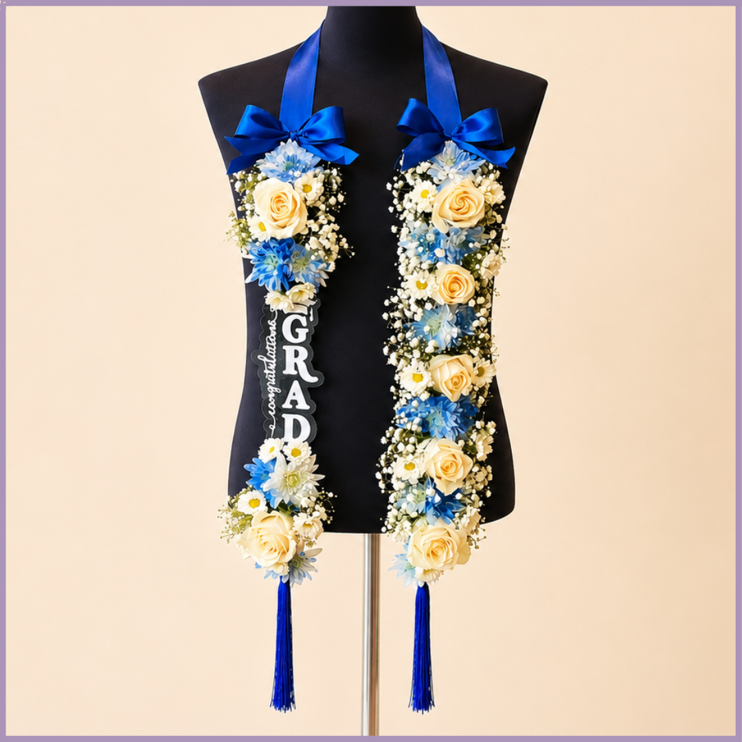Pure Blue Floral Grad Graduation Garland