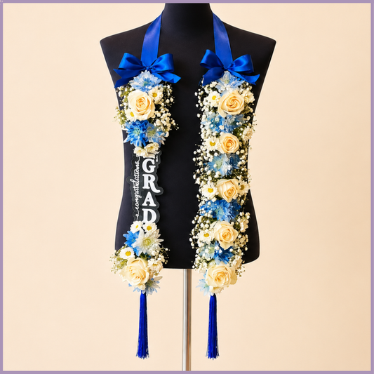 Pure Blue Floral Grad Graduation Garland