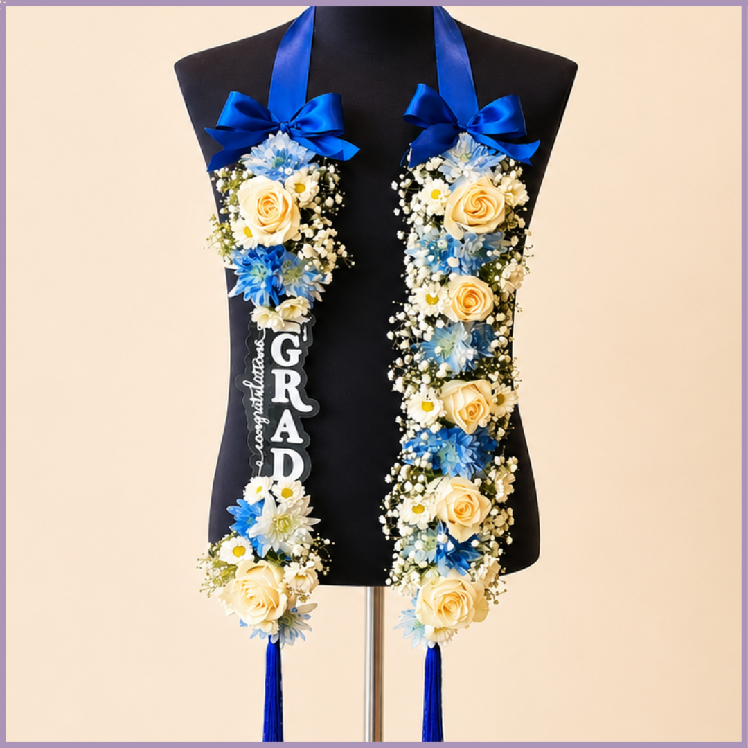Pure Blue Floral Grad Graduation Garland