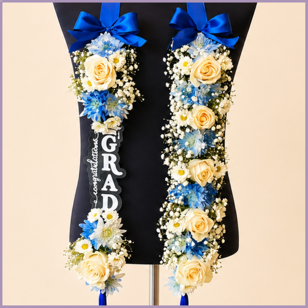 Pure Blue Floral Grad Graduation Garland