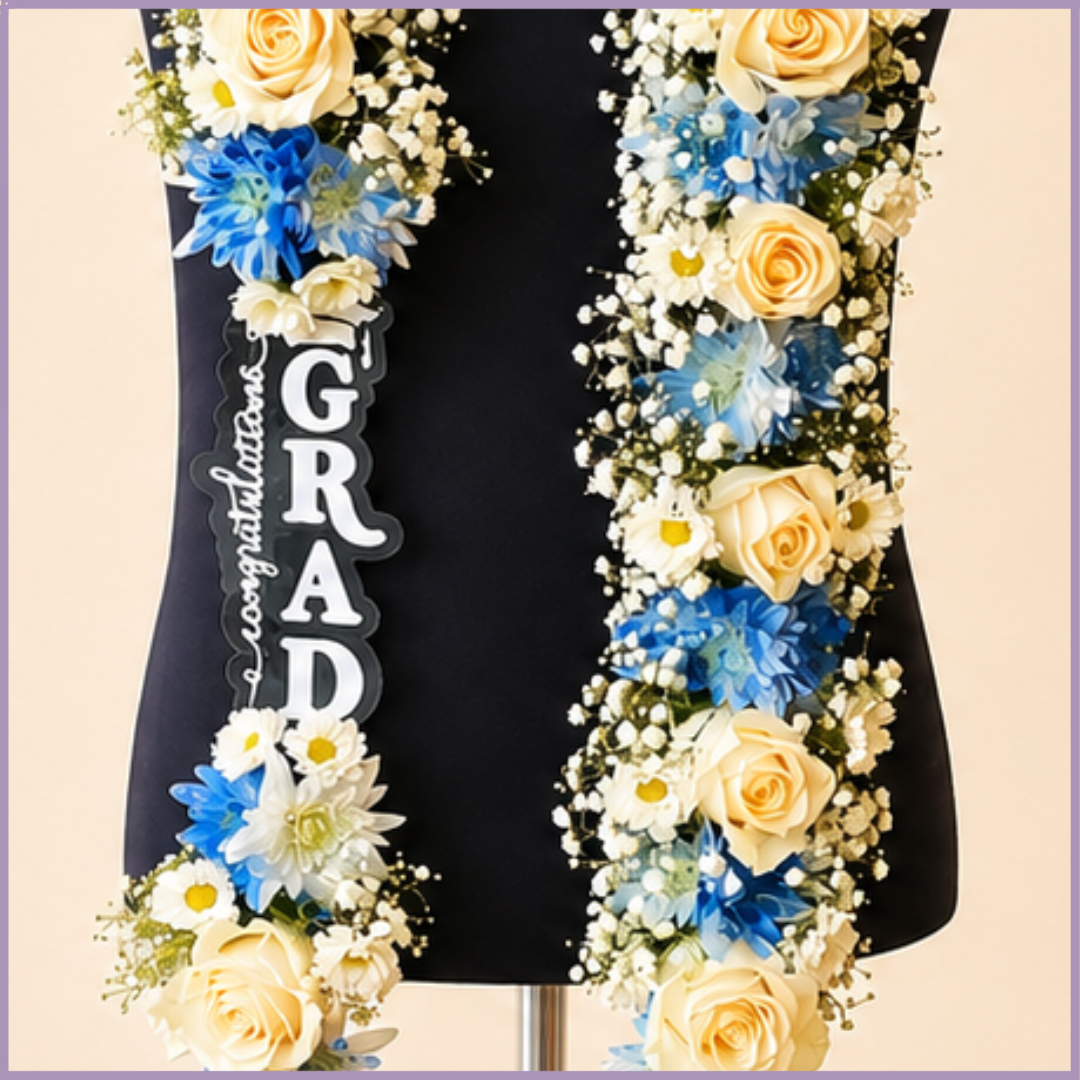 Pure Blue Floral Grad Graduation Garland