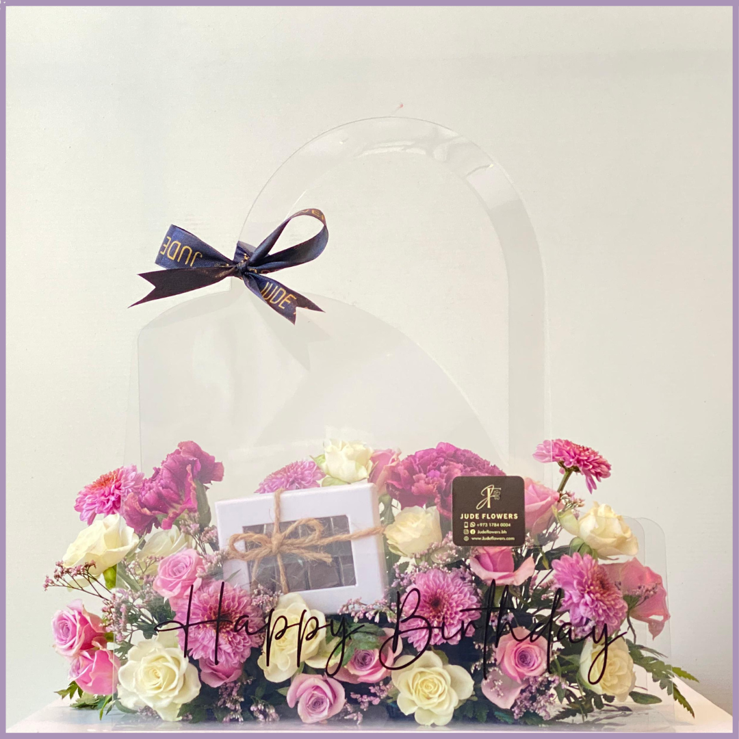 Blush Celebration – Happy Birthday Floral Acrylic Bag