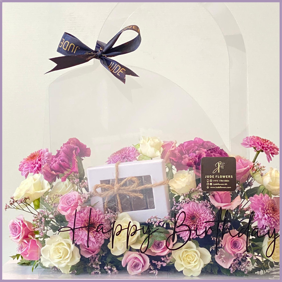 Blush Celebration – Happy Birthday Floral Acrylic Bag