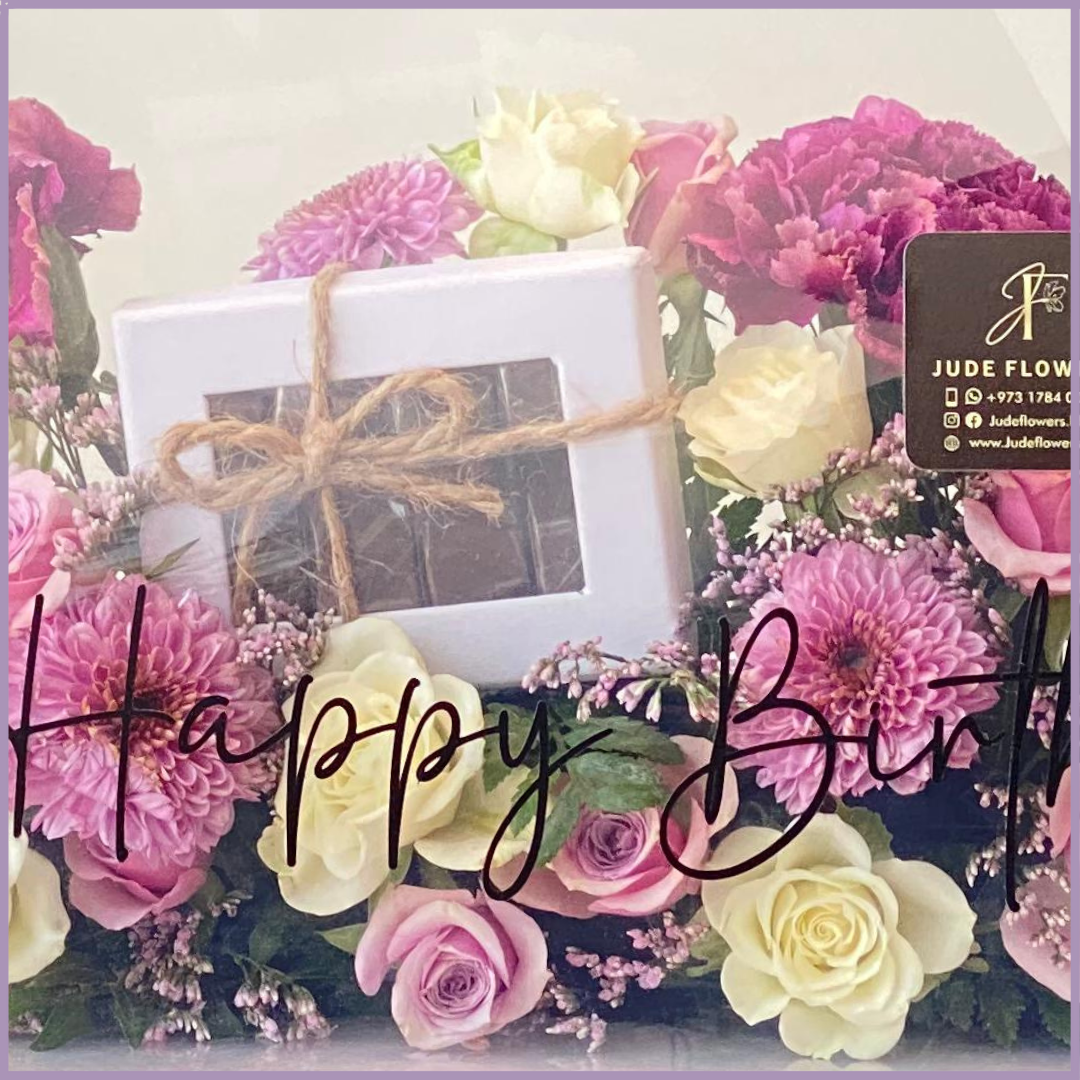 Blush Celebration – Happy Birthday Floral Acrylic Bag