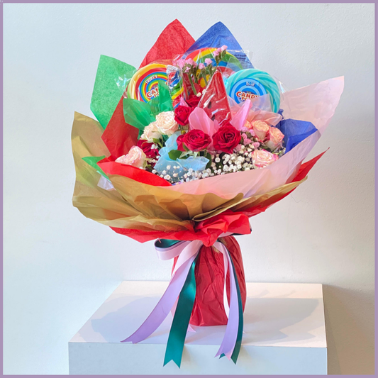 Candy Pop Bloom Bouquet - Flowers and Lollipops
