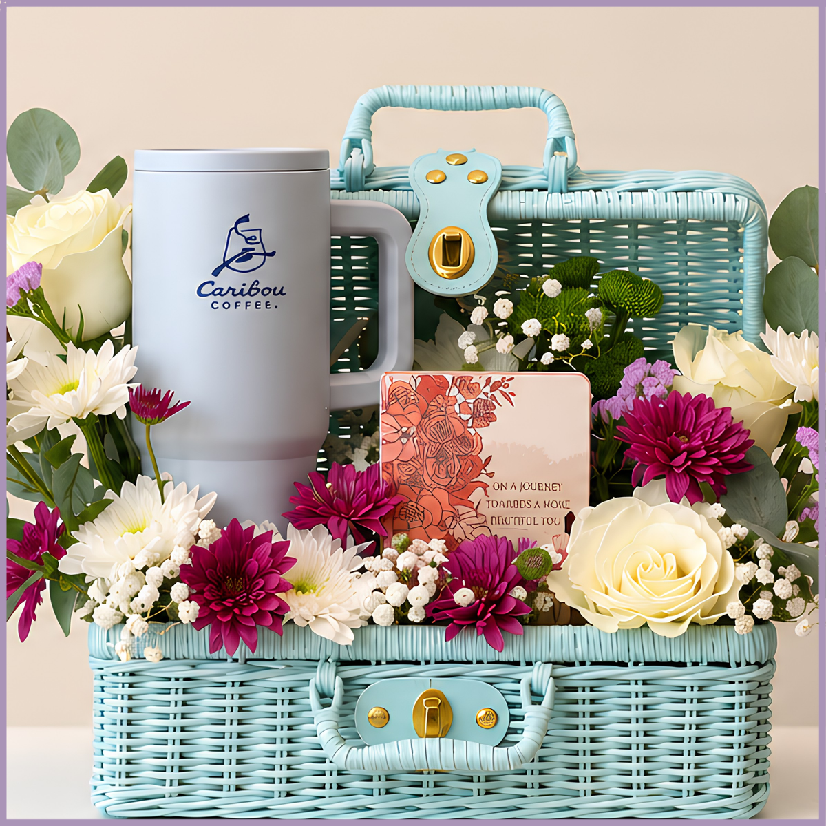 Caribou Floral Basket Gift - سلة هدايا كاريبو المزهرة