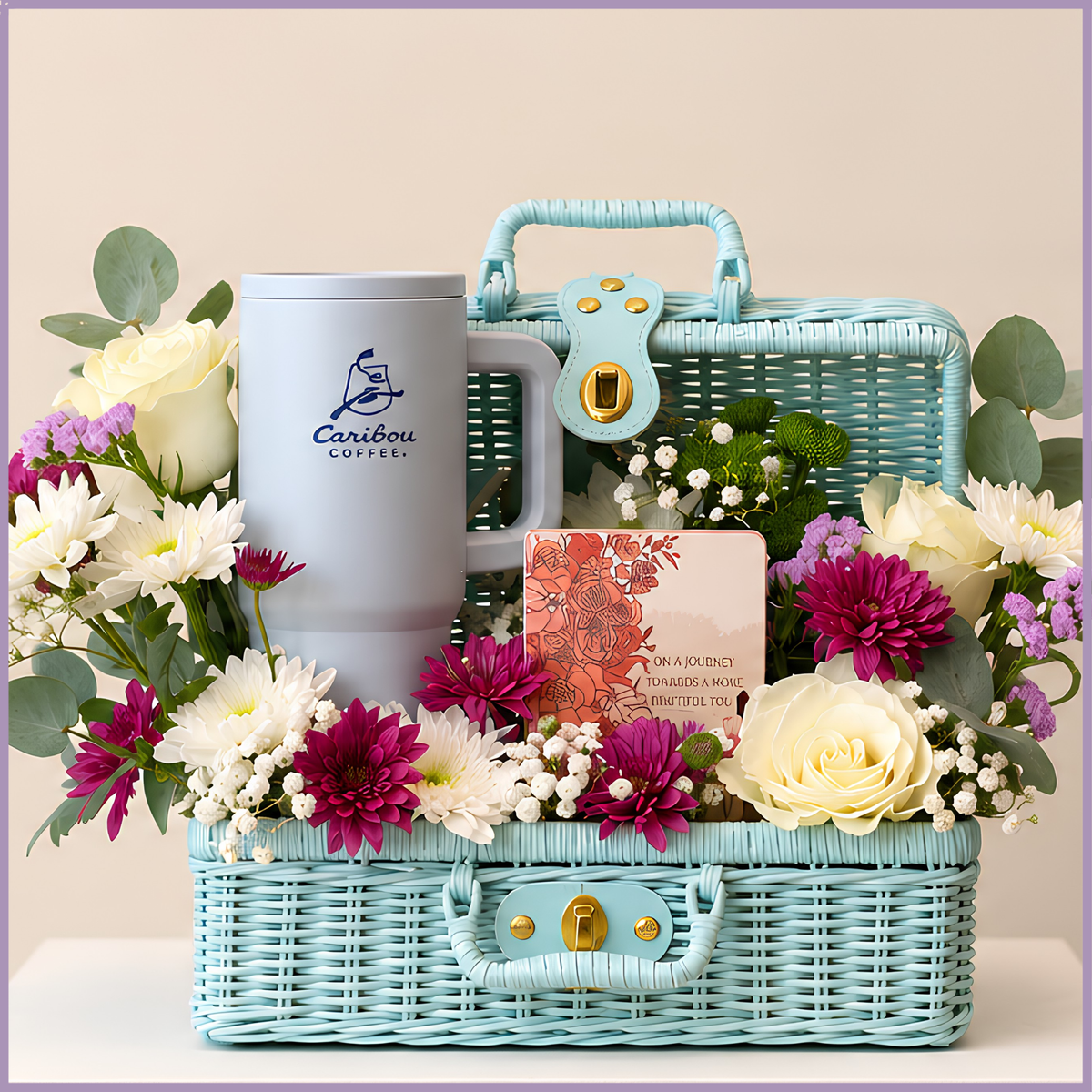 Caribou Floral Basket Gift - سلة هدايا كاريبو المزهرة