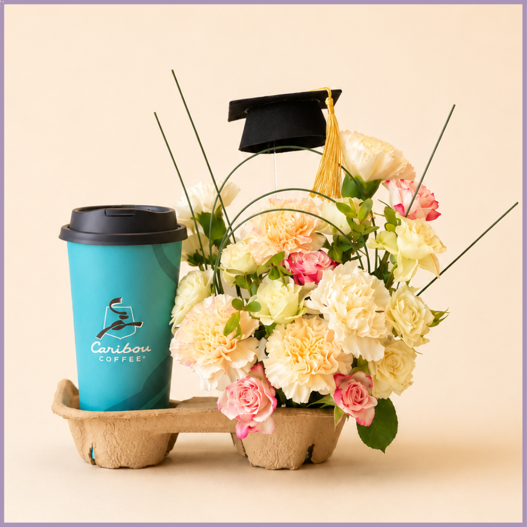 Graduation Morning with Caribou Floral Surprise