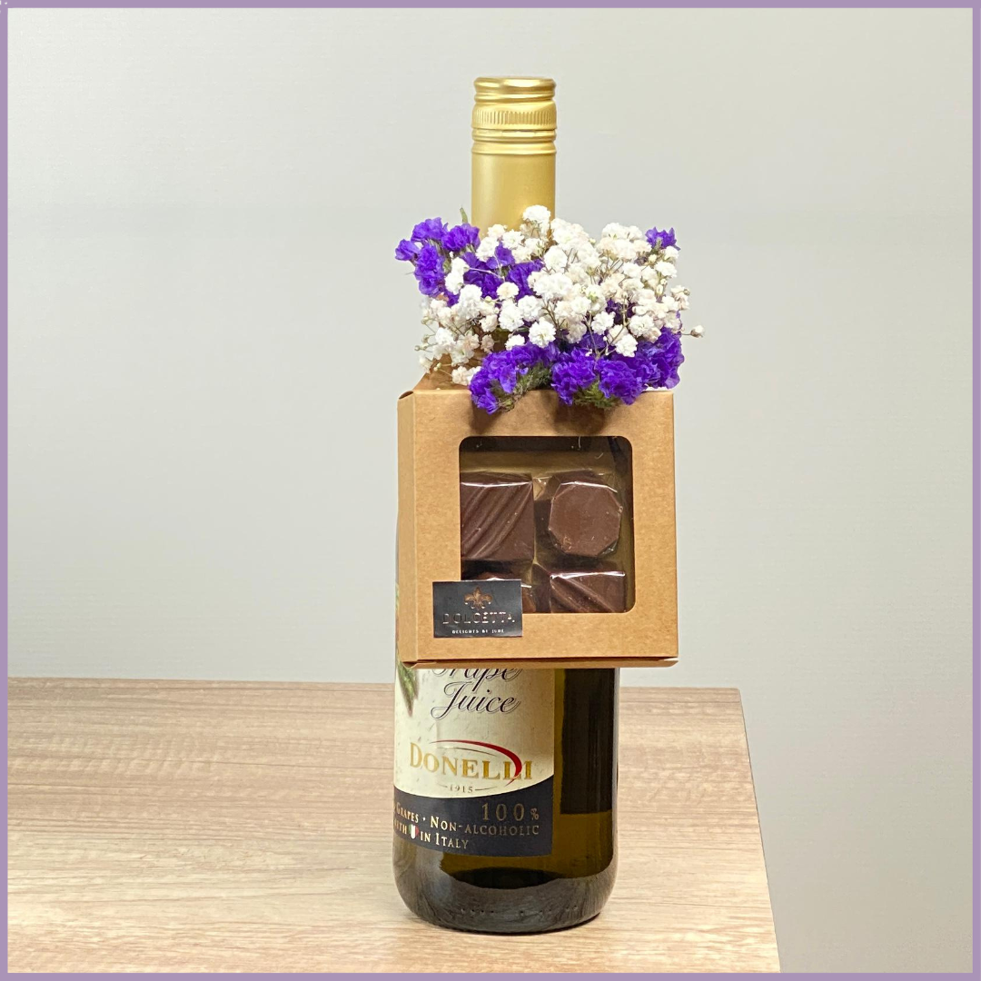 Chocolate Bottle Gift Sleeve with Flowers