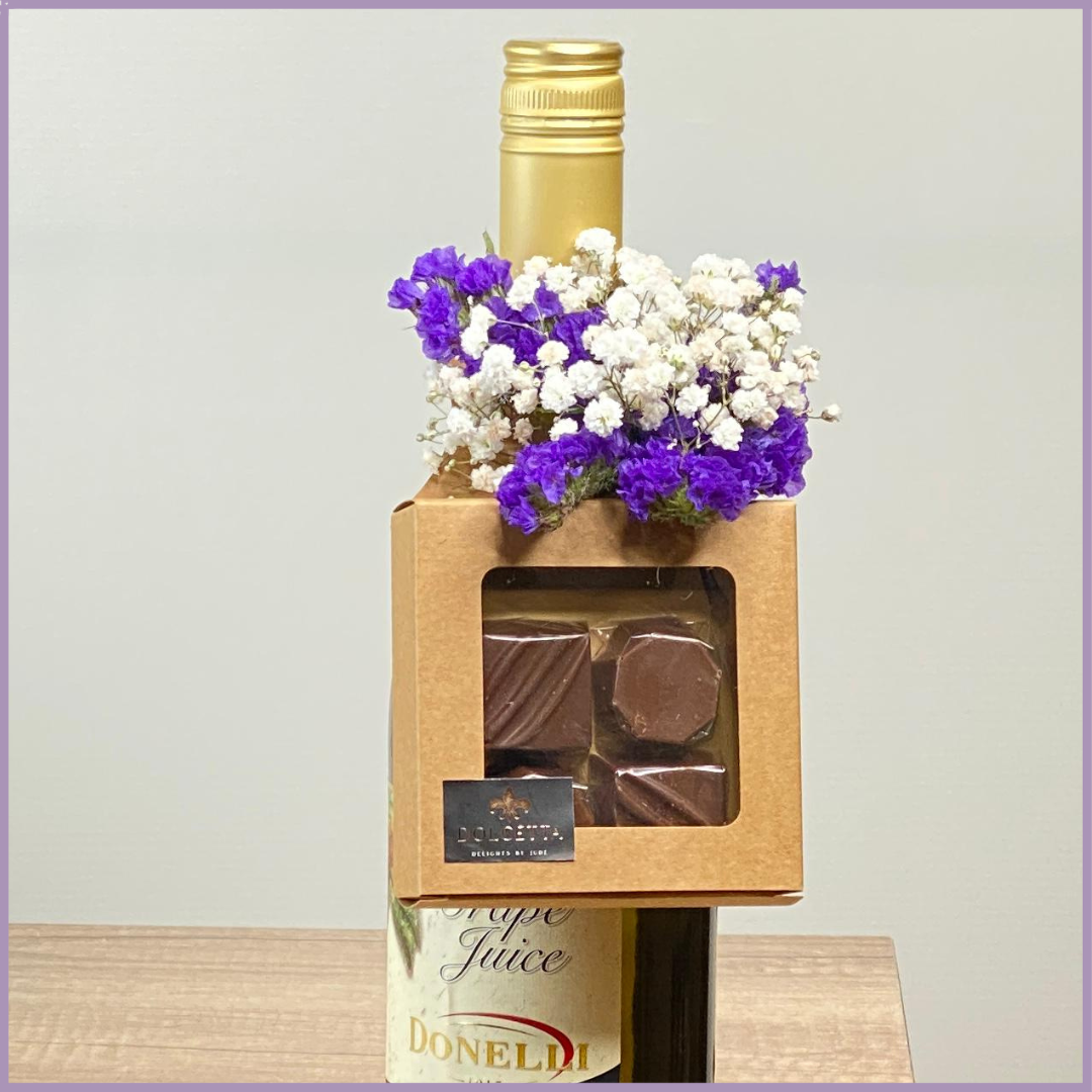 Chocolate Bottle Gift Sleeve with Flowers