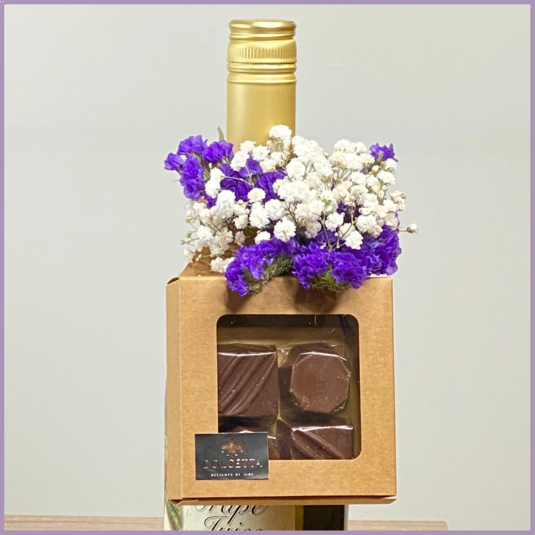 Chocolate Bottle Gift Sleeve with Flowers