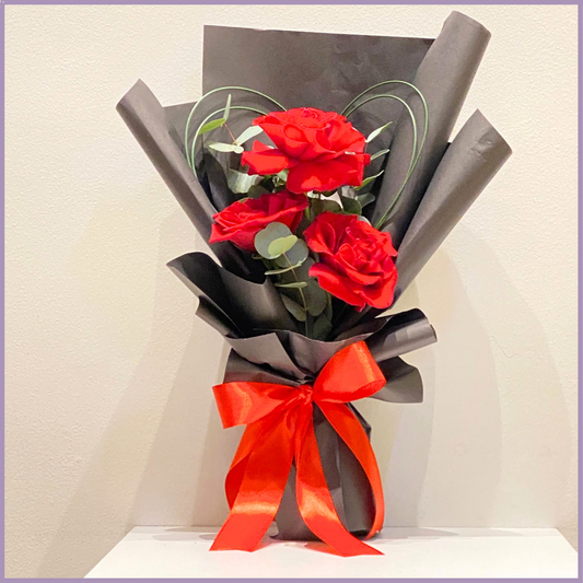 Classic Red Rose Trio Bouquet