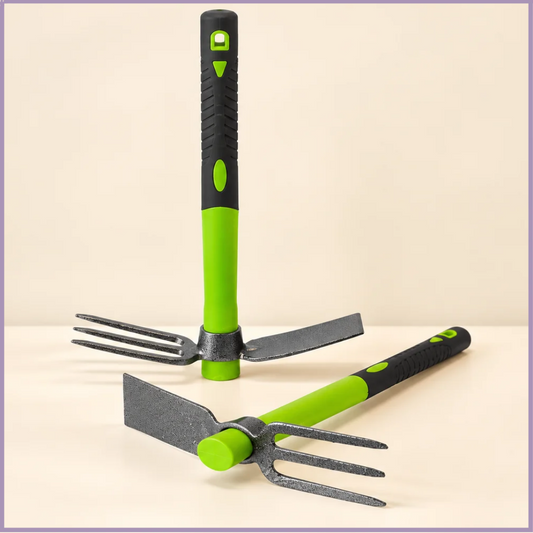 Dual-Head Garden Hoe & Cultivator – 3-Prong Hand Tool