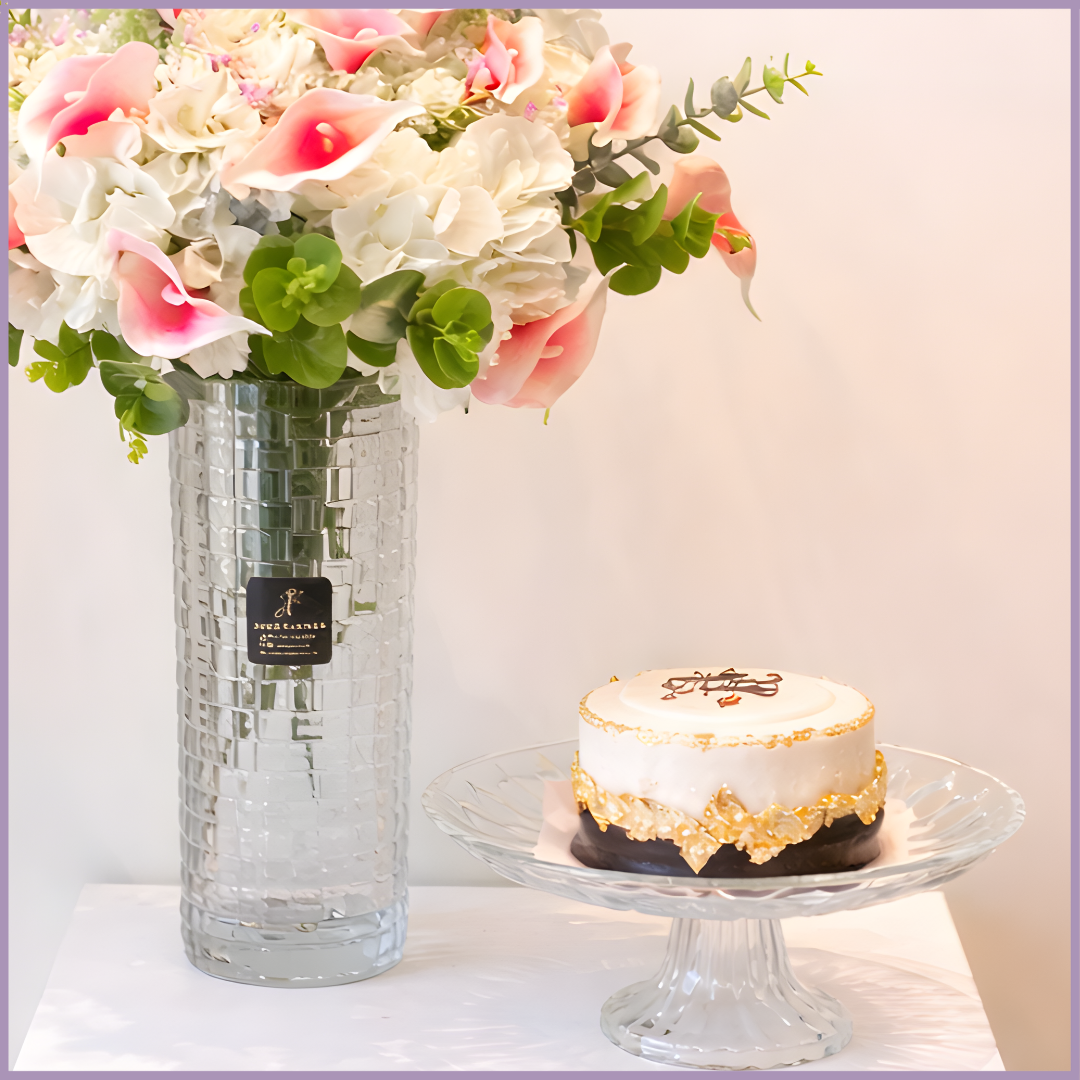 Eid Blossom Dream Bites Luxe Floral Vase with Ferrero Chocolate Cake