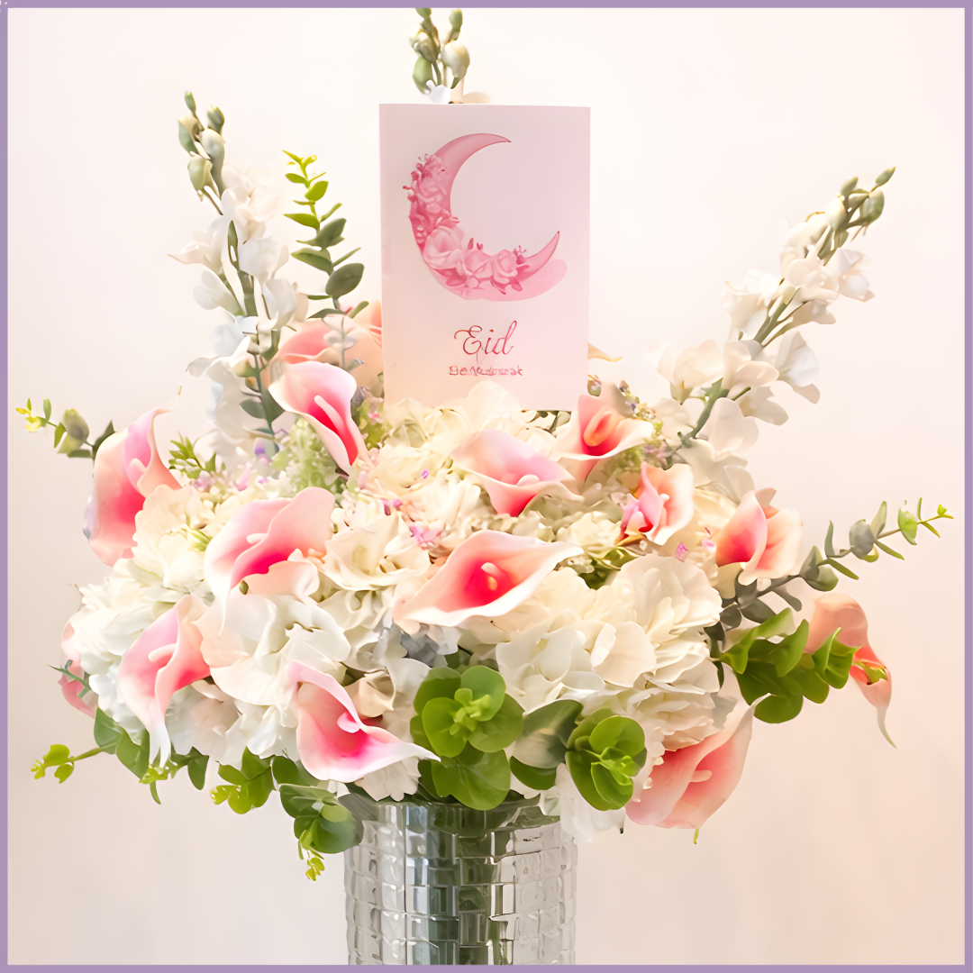 Eid Blossom Dream Bites Luxe Floral Vase with Ferrero Chocolate Cake