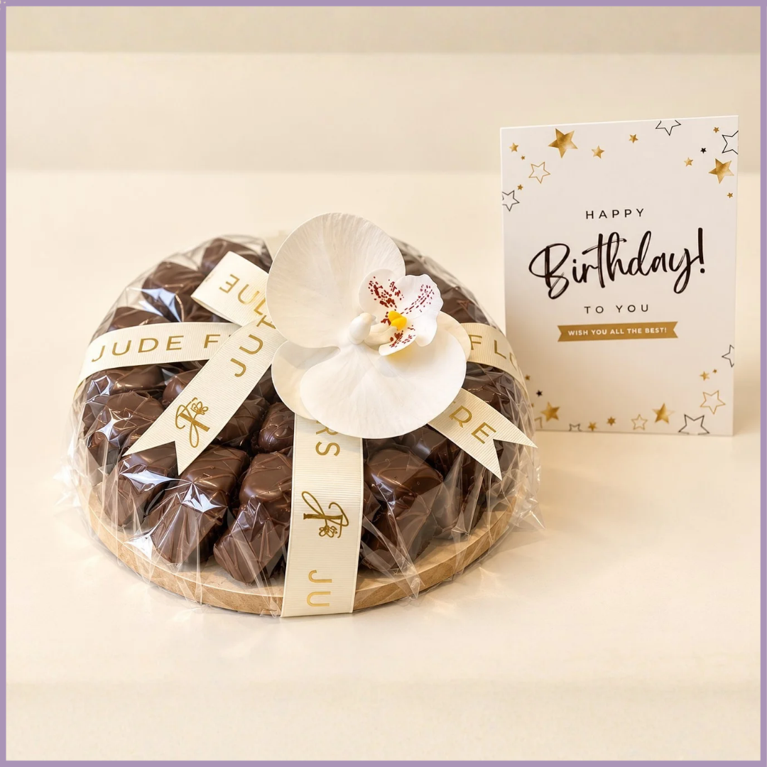 Sweet Birthday Wishes – Chocolate &amp; Orchid Gift