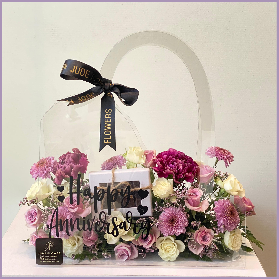 Forever Us – Happy Anniversary Floral Acrylic Bag