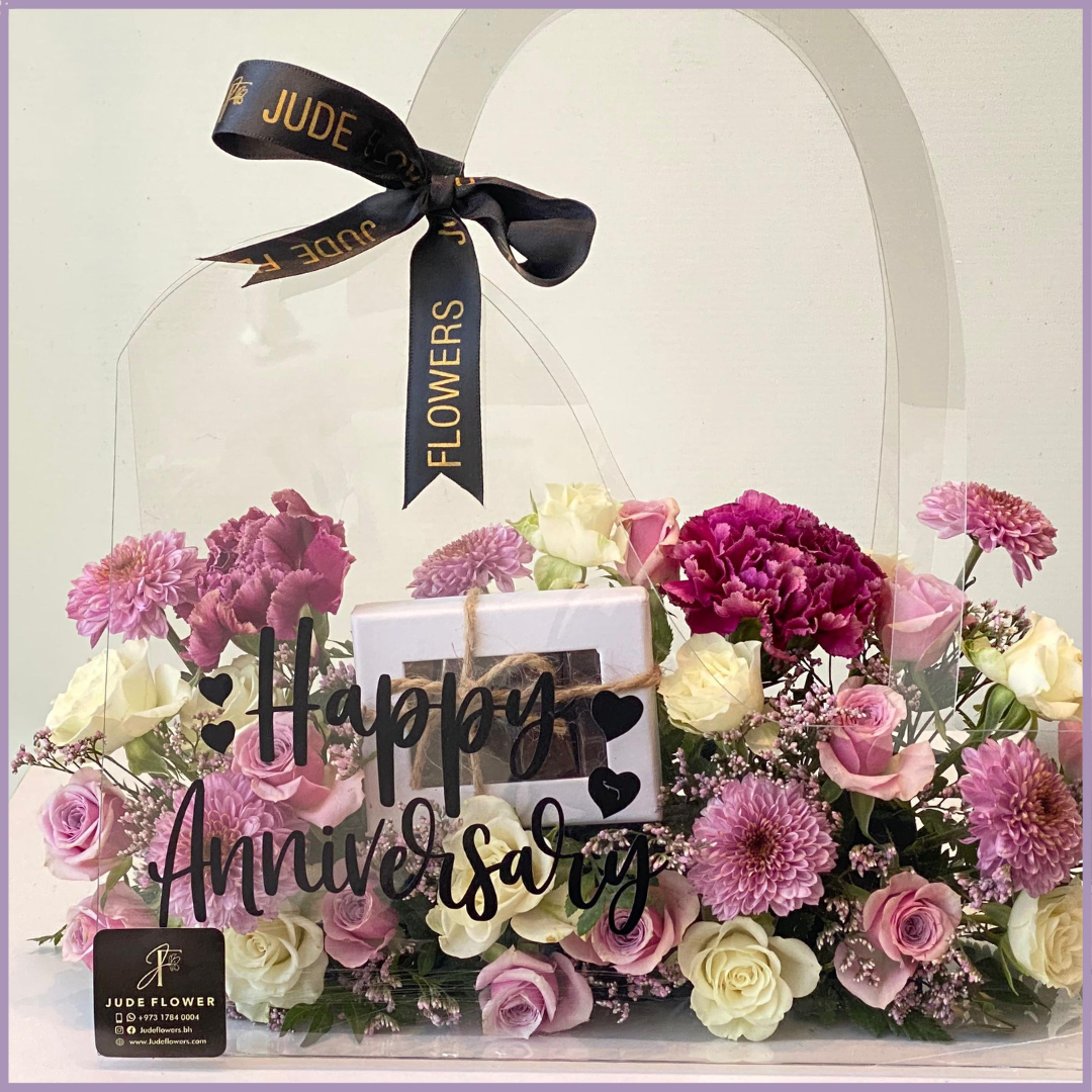 Forever Us – Happy Anniversary Floral Acrylic Bag