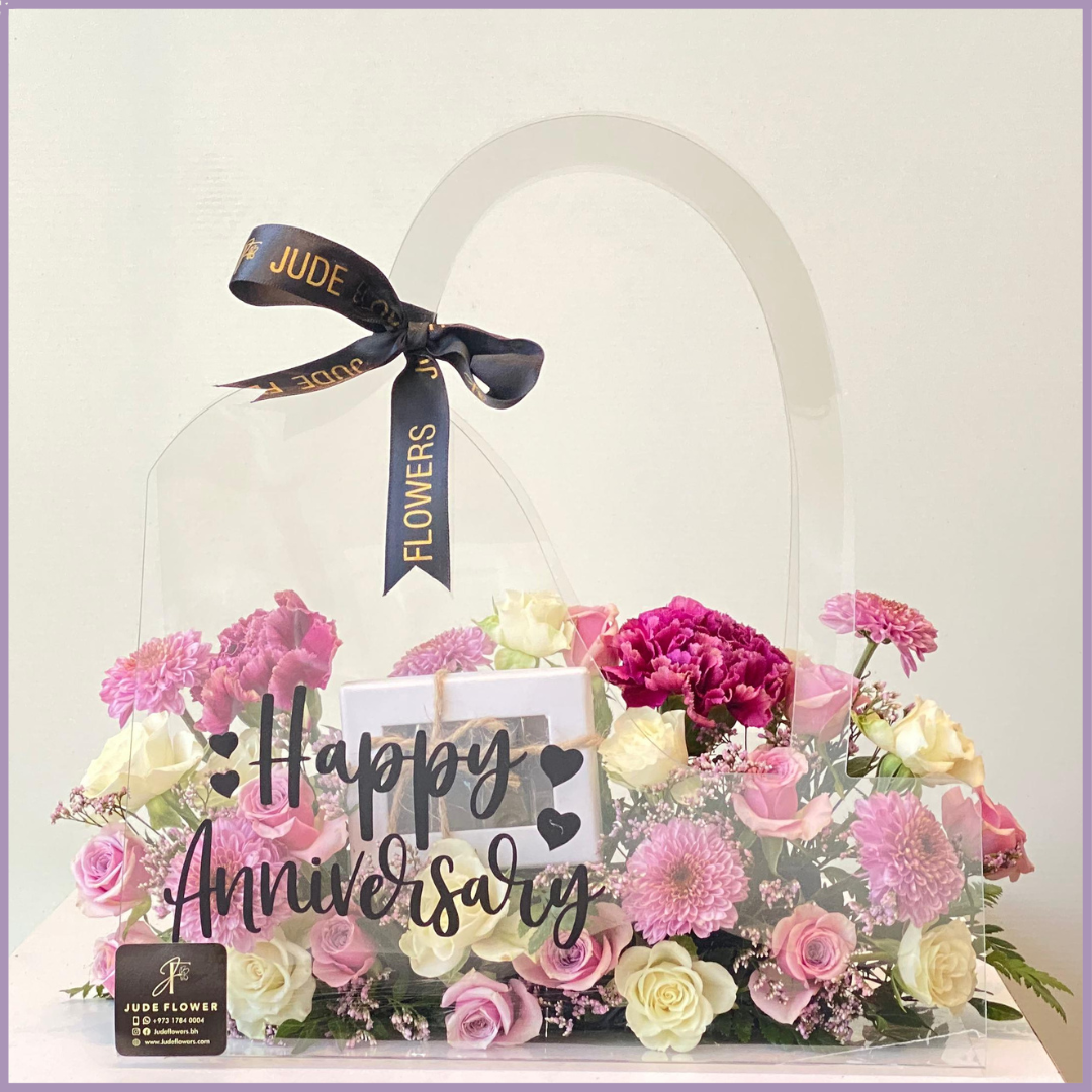 Forever Us – Happy Anniversary Floral Acrylic Bag