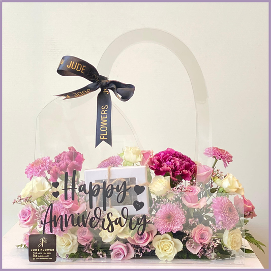 Forever Us – Happy Anniversary Floral Acrylic Bag