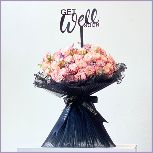 Get Well Soon Pink Spray Rose Bouquet