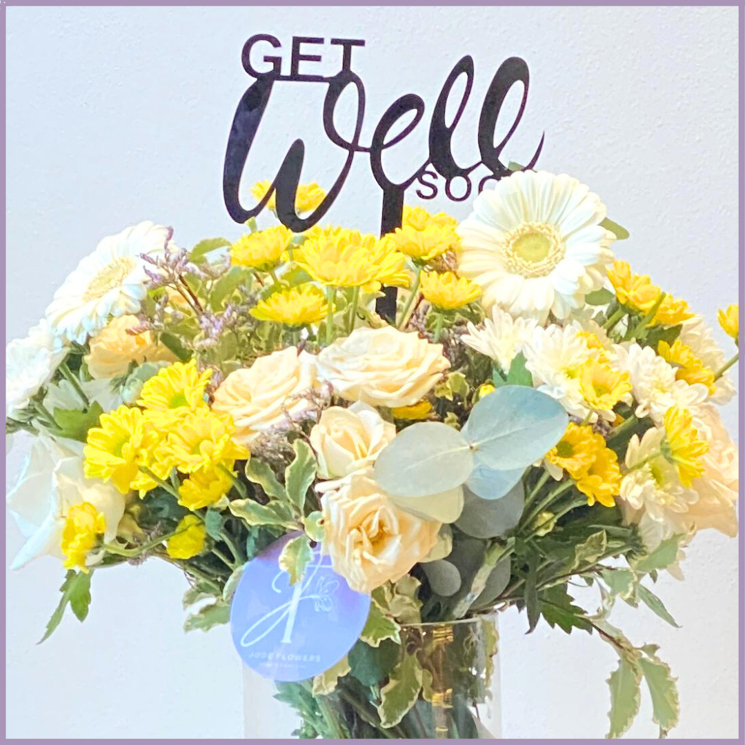 Get Well Soon - Yellow & White Vase Arrangement