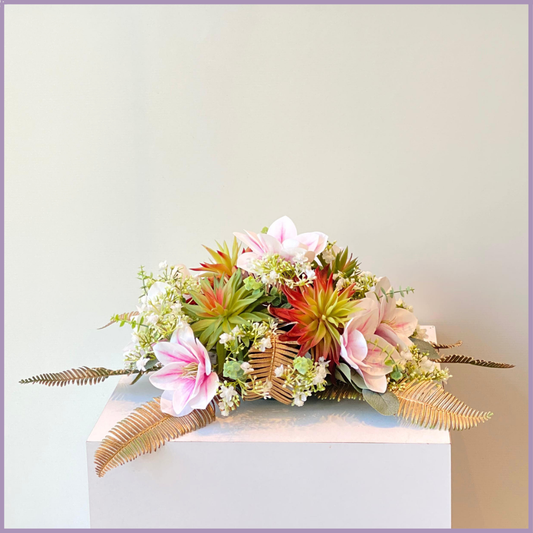 Golden Garden Glow - Artificial Floral Table Centerpiece by Jude Flowers