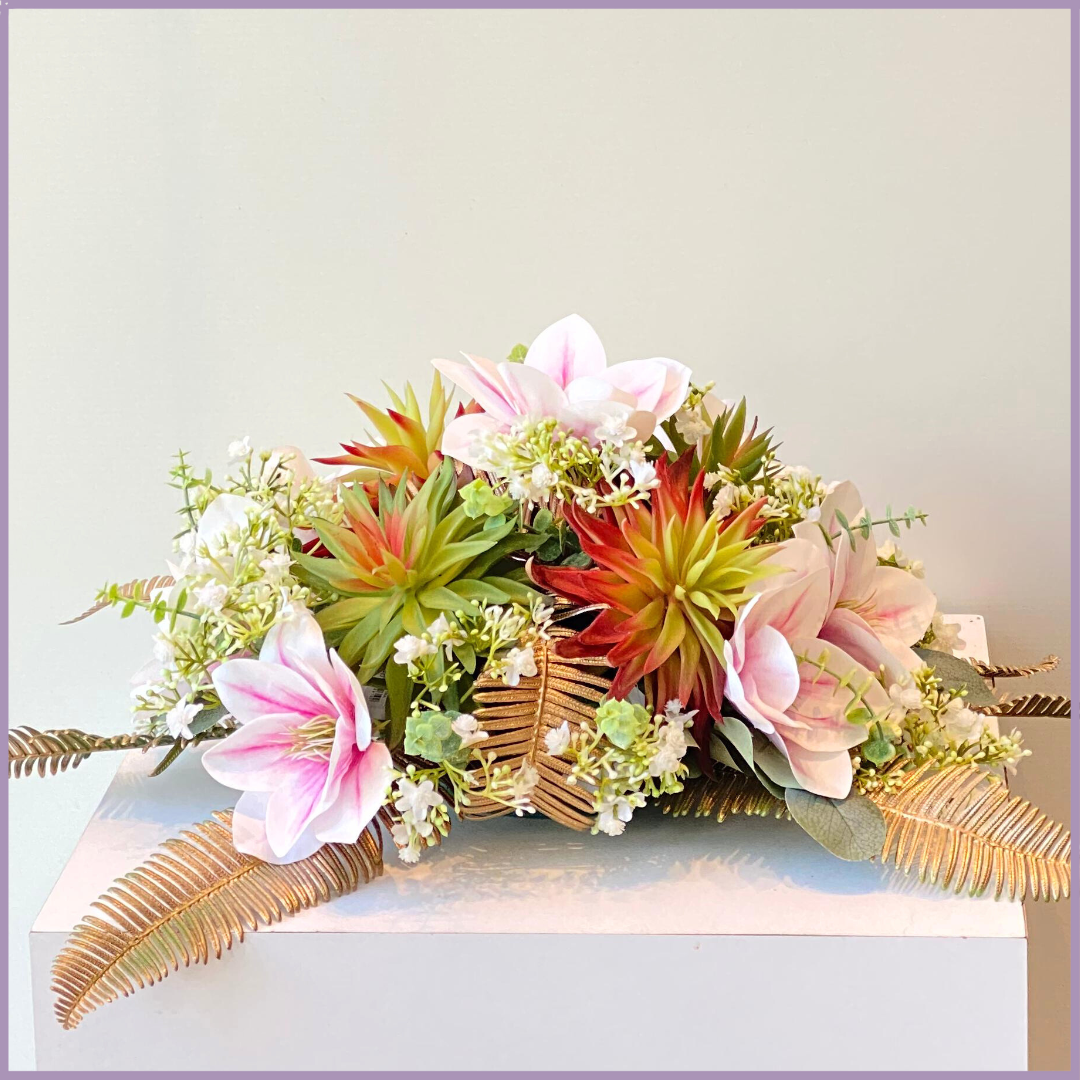 Golden Garden Glow - Artificial Floral Table Centerpiece by Jude Flowers