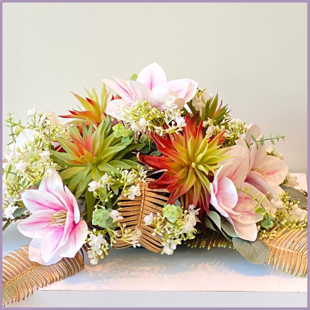 Golden Garden Glow - Artificial Floral Table Centerpiece by Jude Flowers